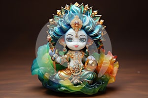 Bal Krishna Laddu Gopal beautiful Cloths and Jewelry Krishna Janmashtami. Generative Ai