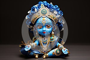 Bal Krishna Laddu Gopal beautiful Cloths and Jewelry Krishna Janmashtami. Generative Ai