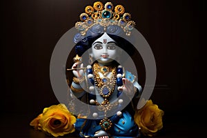 Bal Krishna Laddu Gopal beautiful Cloths and Jewelry Krishna Janmashtami. Generative Ai