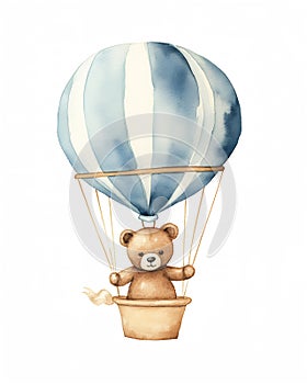 A Bal Teddy Bear Flying in a Balloon