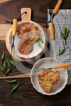 Bala-bala Ote-ote is Vegetable Fritters, Popular Street Food in Indonesia. Easy to Make at Home for Break Fasting