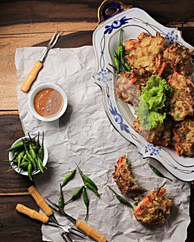 Bala-bala Ote-ote is Vegetable Fritters, Popular Street Food in Indonesia. Easy to Make at Home for Break Fasting