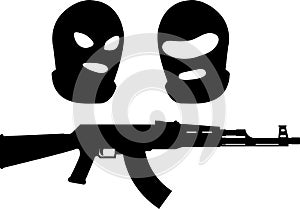 Balaclavas and machine gun photo