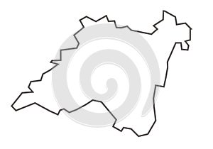 Balaghat District of Madhya Pradesh outline map on a white background