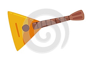 Balalaika as Russian Stringed Musical Instrument with Triangular Wooden Body and Fretted Neck Vector Illustration