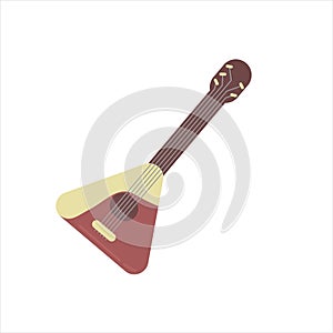 Balalaika colorful cartoon icon. Isolated on white background. Wooden string musical instrument Balalaika.