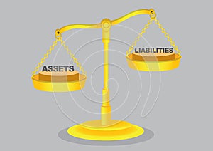 Balance of Assets and Liabilities on Golden Weighing Scale Carto