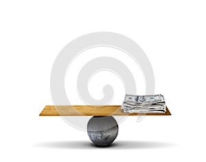 Balance board with money