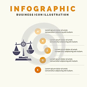 Balance, Court, Judge, Justice, Law, Legal, Scale, Scales Solid Icon Infographics 5 Steps Presentation Background