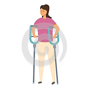 Balance crutch icon cartoon vector. Medicine rehab