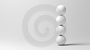 Balance. Four white spheres.