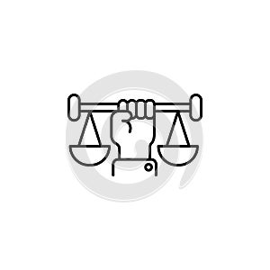 Balance, hand icon. Element of law and justice icon. Thin line icon for website design and development, app development. Premium