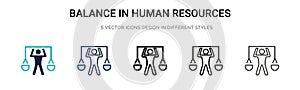 Balance in human resources icon in filled, thin line, outline and stroke style. Vector illustration of two colored and black