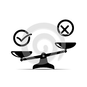 balance icon. confirmation and rejection badge. illustration