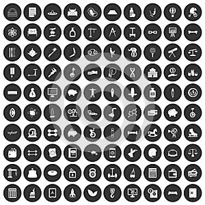 100 balance icons set black circle