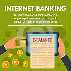 Balance internet banking concept banner, flat style
