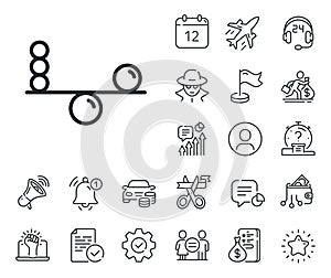 Balance line icon. Mind stability sign. Salaryman, gender equality and alert bell. Vector