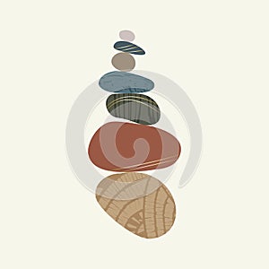 Balance pebble stone harmony vector Illustration. Simplicity calm and zen of cairn rock shape. Simple poise tower