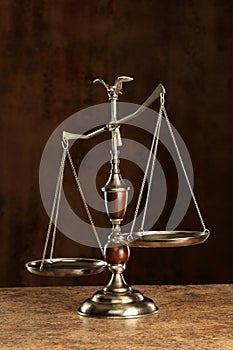An ornate silver balance scale.