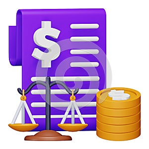 Balance sheet 3d rendering isometric icon.