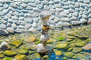 Balance and spa stone composition in a river water