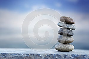 Balance stone with spa on abstract background