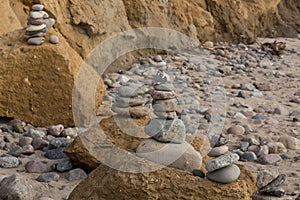 Balance stone with spa on the river or coast