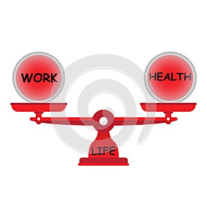 Balance between work and health in life, conceptual vector