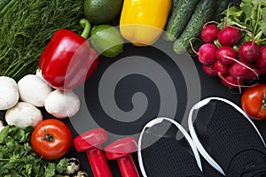 Balanced diet. Healthy food concept. Healthy food background with fresh vegetables. Ingredients for cooking.