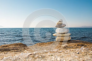 Balanced pebble tower