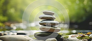 Balanced River Stones in Zen Harmony