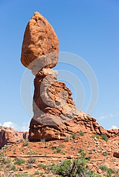 Balanced Rock in Arches National Park Utah America. Remarkable Landmark.