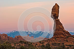 Balanced Rock at sunset. Arches National Park