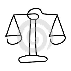 The balanced scale icon symbolizes fairness and justice, where equal weights on both sides represent equilibrium and impartiality photo