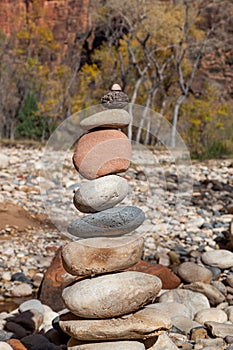 Balanced Stacked Rocks in Nature