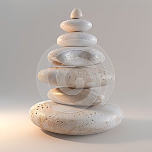 Balanced stone tower on gray background