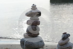 Balanced stones balance stone by the sea