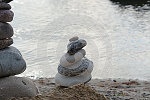 Balanced stones balance stone by the sea