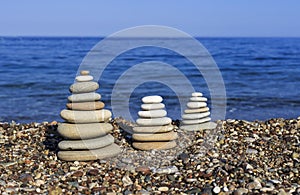 Balanced stones on the beach