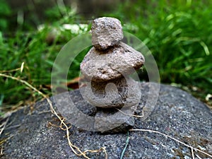 Balanced stones on the garden