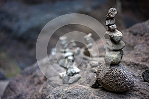 Balanced stones in Masca walk in Tenerife, Canary Islands.