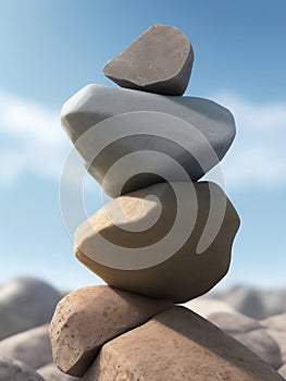 Balanced stones with the sky in the background