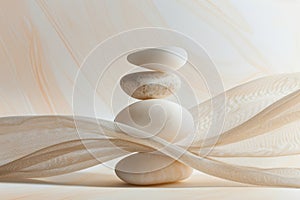 Balanced stones in soft fabric landscape