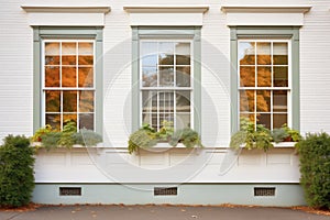 balanced windows with ivycovered walls on colonial home