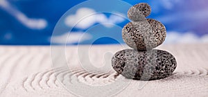 Balanced zen stones, magical ambient atmosphere theme