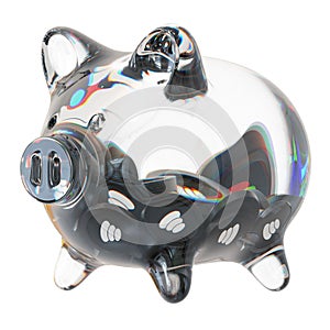 Balancer (BAL) Clear Glass piggy bank with decreasing piles of crypto coins.