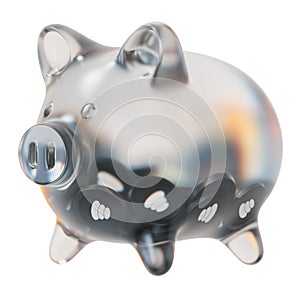 Balancer (BAL) Clear Glass piggy bank with decreasing piles of crypto coins.