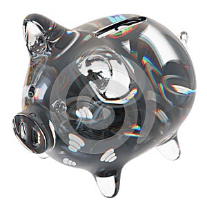 Balancer (BAL) Clear Glass piggy bank with decreasing piles of crypto coins.