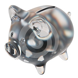 Balancer (BAL) Clear Glass piggy bank with decreasing piles of crypto coins.