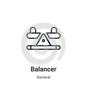 Balancer outline vector icon. Thin line black balancer icon, flat vector simple element illustration from editable general concept